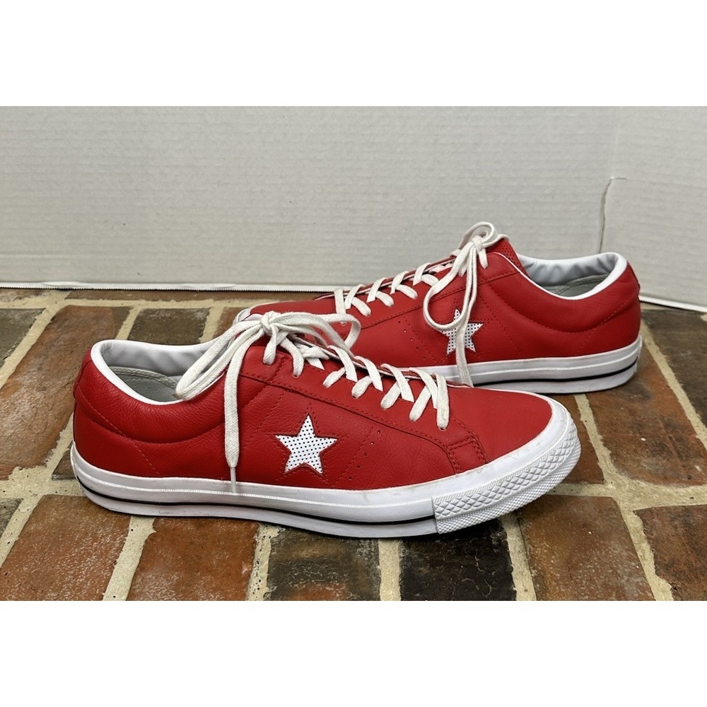 Converse CTAS One Star Red & White Leather Sneaker Low Top OX Lace Up Men's 12